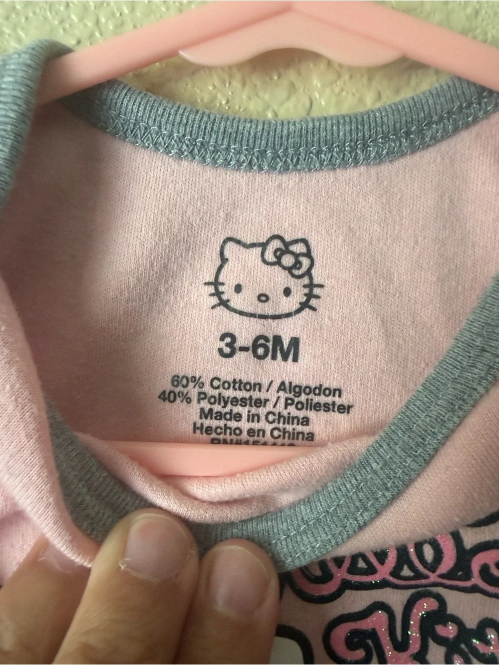 Hello Kitty Pink & Gray Short-Sleeve Baby Bodysuit